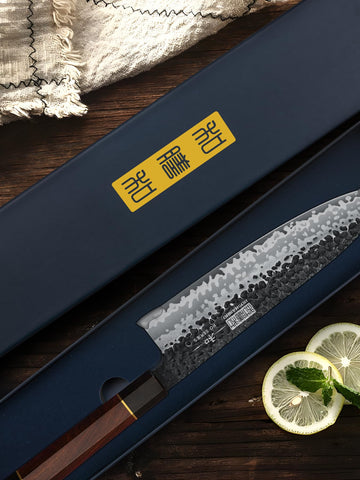 HOSHANHO gyuto kitchen use scenario showing multi-task chopping