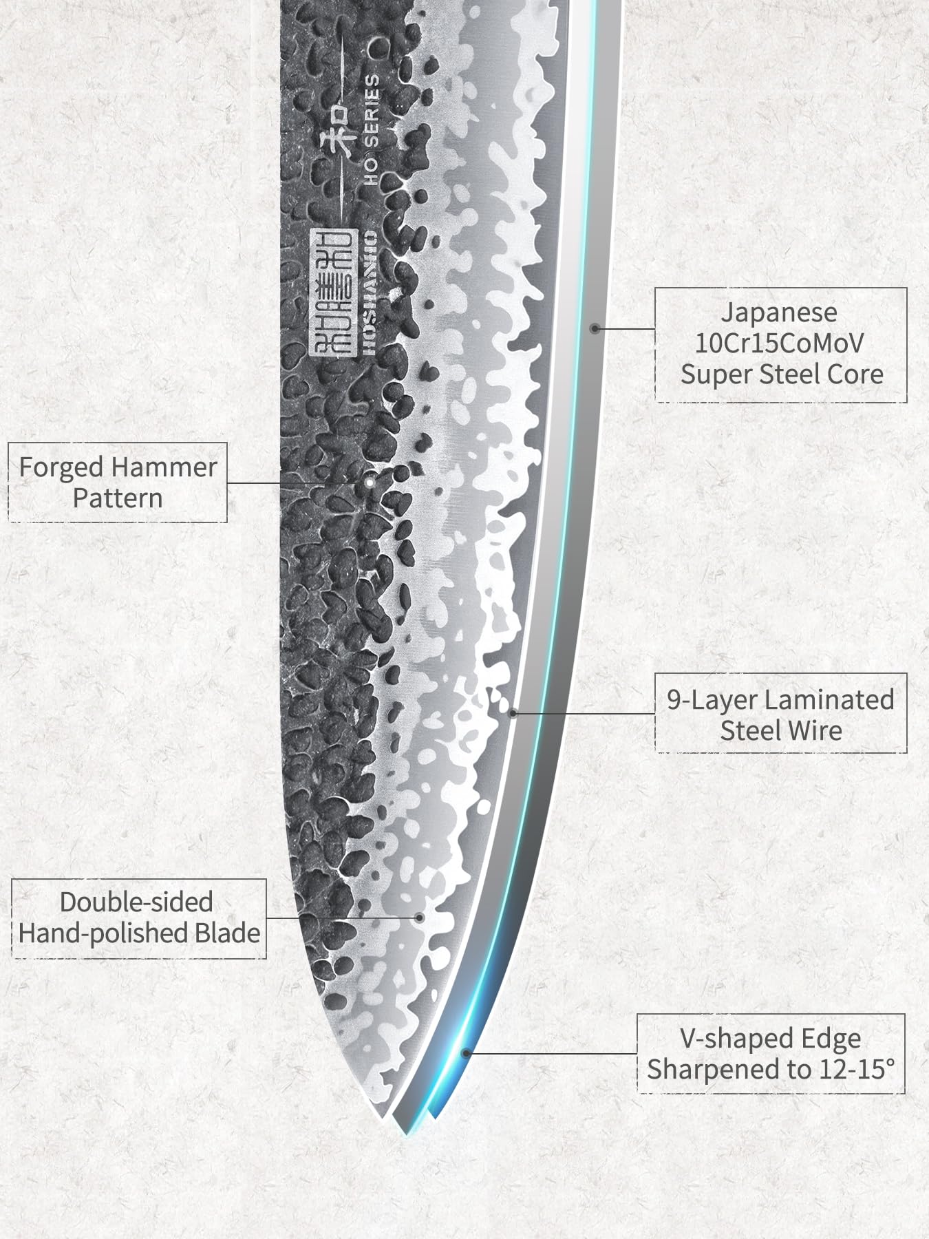 HOSHANHO gyuto rosewood handle ergonomic grip and elegant craft