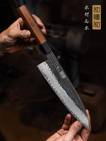 HOSHANHO hand-sharpened 12-degree edge delivers razor-like cuts.