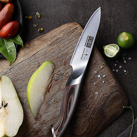 HOSHANHO kitchen knife in use in a professional setting.