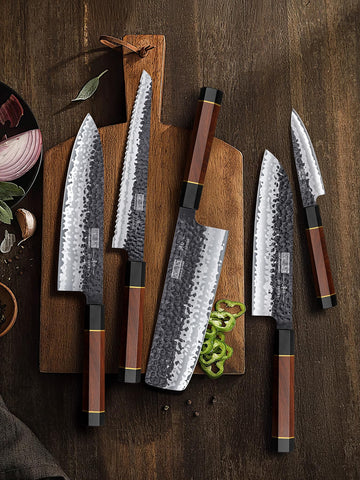 HOSHANHO kitchen knife set displayed with modern design and elegance