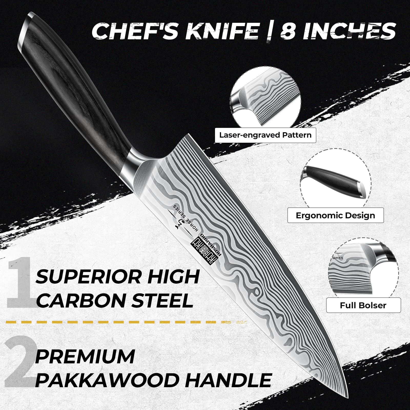 HOSHANHO 7-inch santoku knife for clean mincing and even dicing