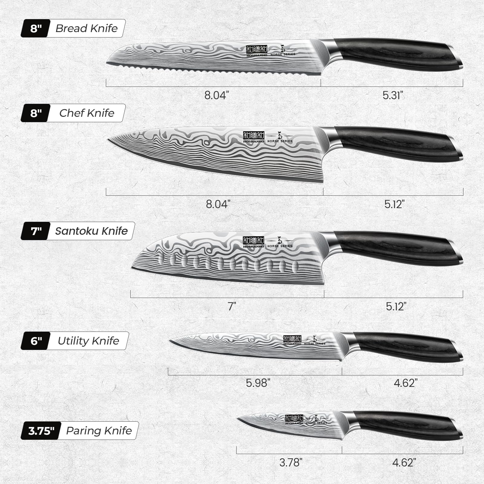 HOSHANHO 8-inch serrated bread knife for crusty loaves and even interiors