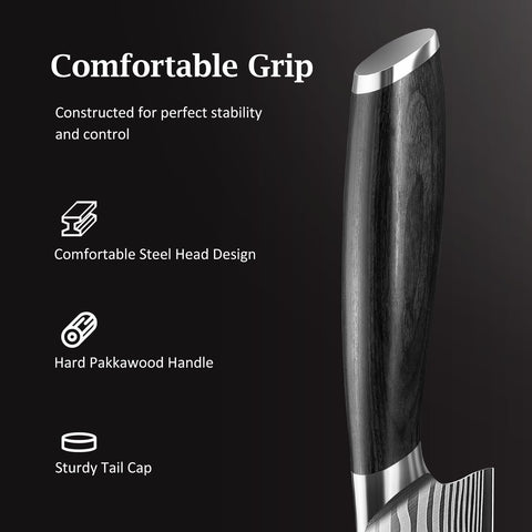 HOSHANHO ergonomic pakkawood handle offering comfortable grip.