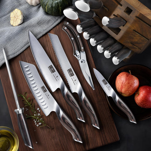 HOSHANHO storage wood block keeps all blades neatly organized after use