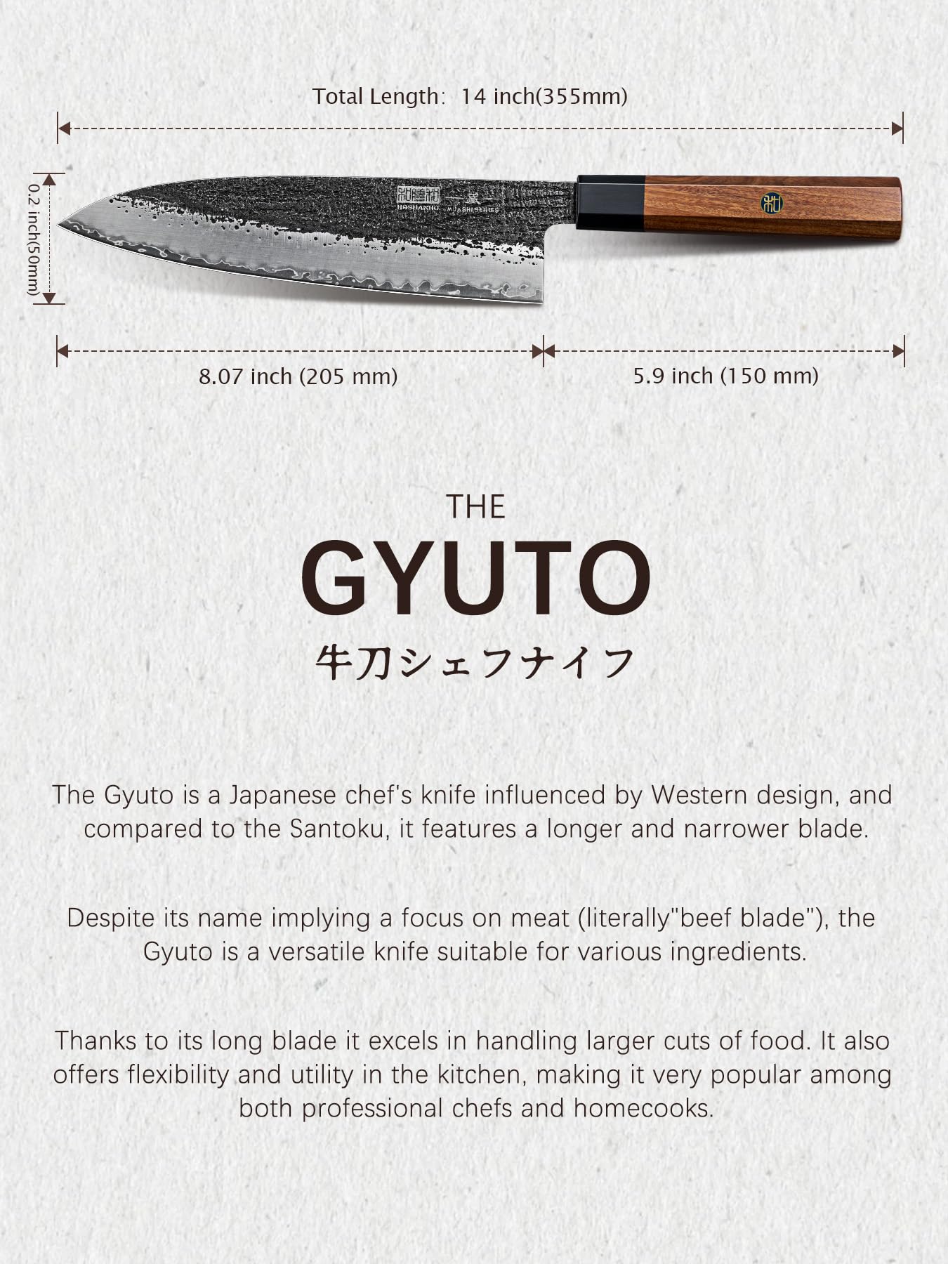 HOSHANHO kurouchi tsuchime hammered finish adds texture and tradition.