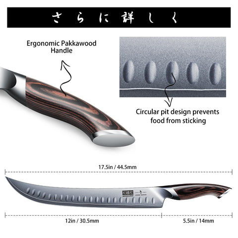 HOSHANHO long blade for roasts and turkeys with even pressure.