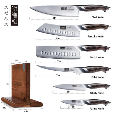 HOSHANHO magnetic knife block keeps blades safely accessible and organized