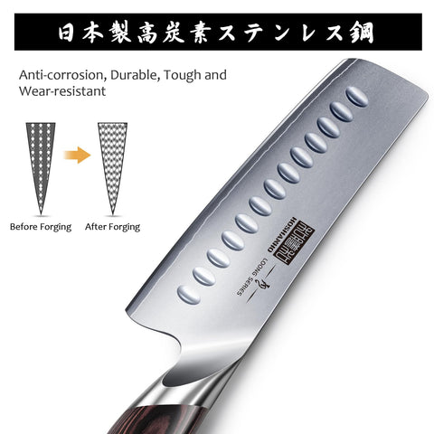 HOSHANHO ergonomic pakkawood handle reduces fatigue during prep