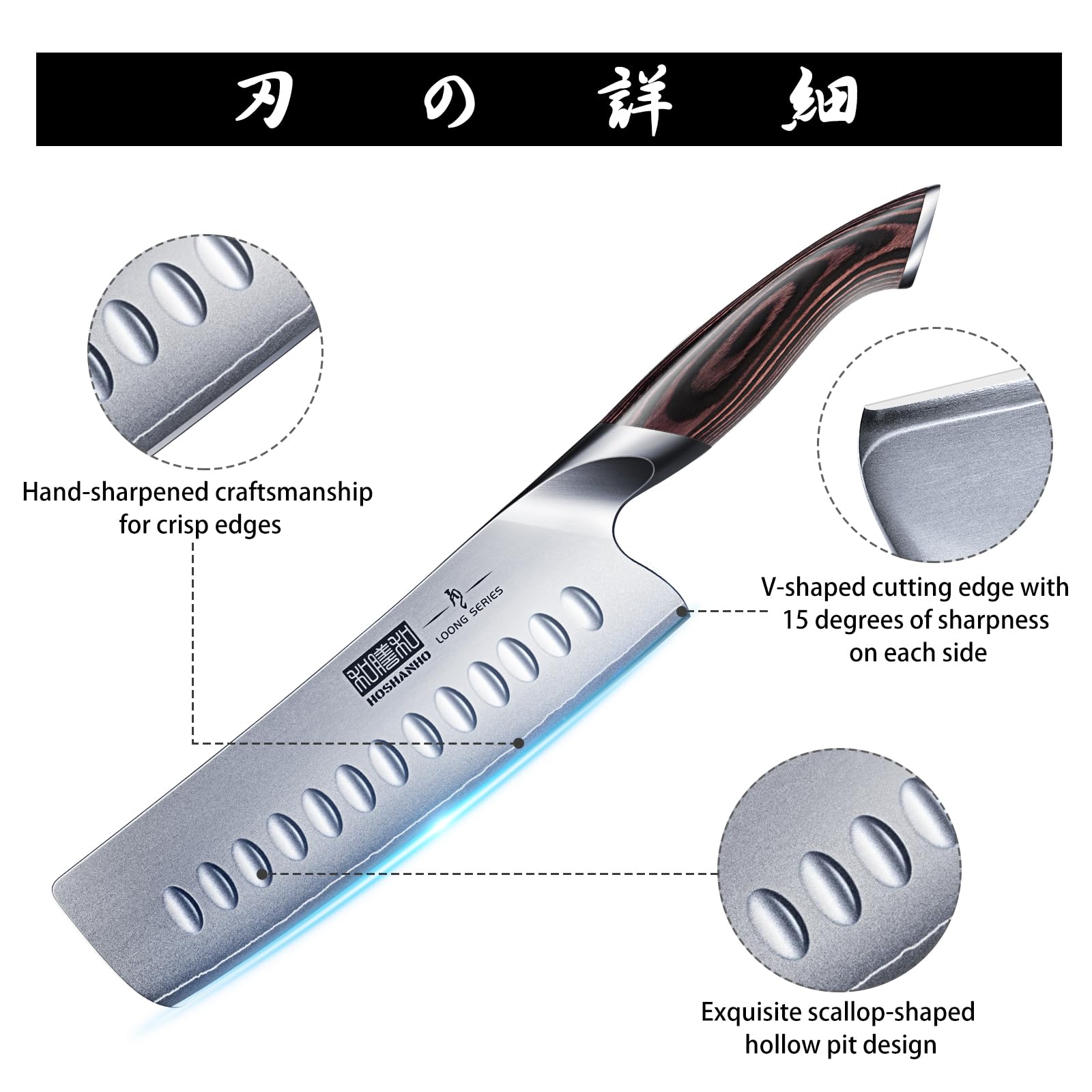 HOSHANHO 7 inch blade in high-carbon steel with lasting sharpness