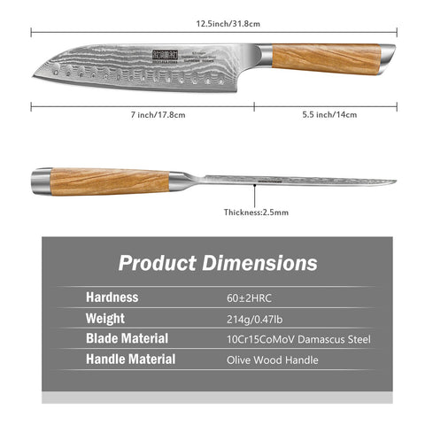 HOSHANHO olive wood handle with ergonomic grip for comfortable daily use
