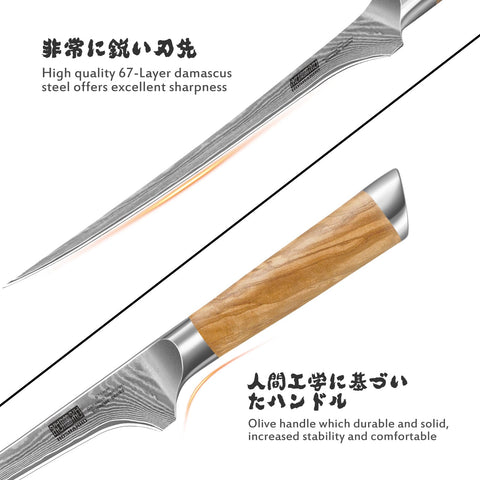 HOSHANHO olive wood handle shows ergonomic grip and controlled cutting