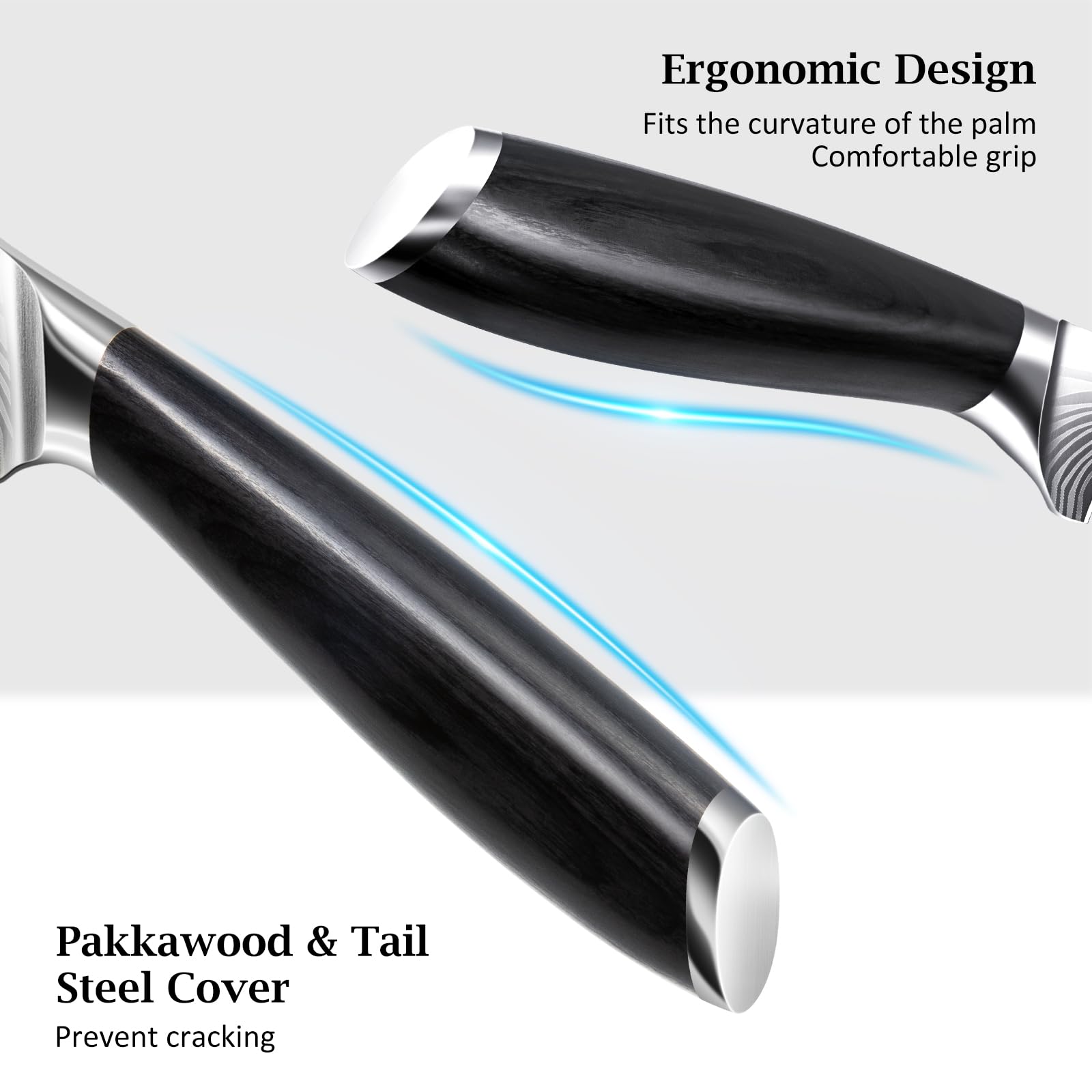 HOSHANHO ergonomic pakkawood handle provides secure grip and reduced fatigue.