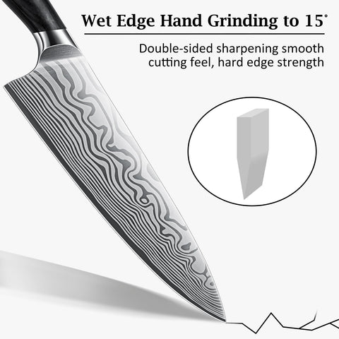 HOSHANHO pakkawood ergonomic handle for a comfortable grip.