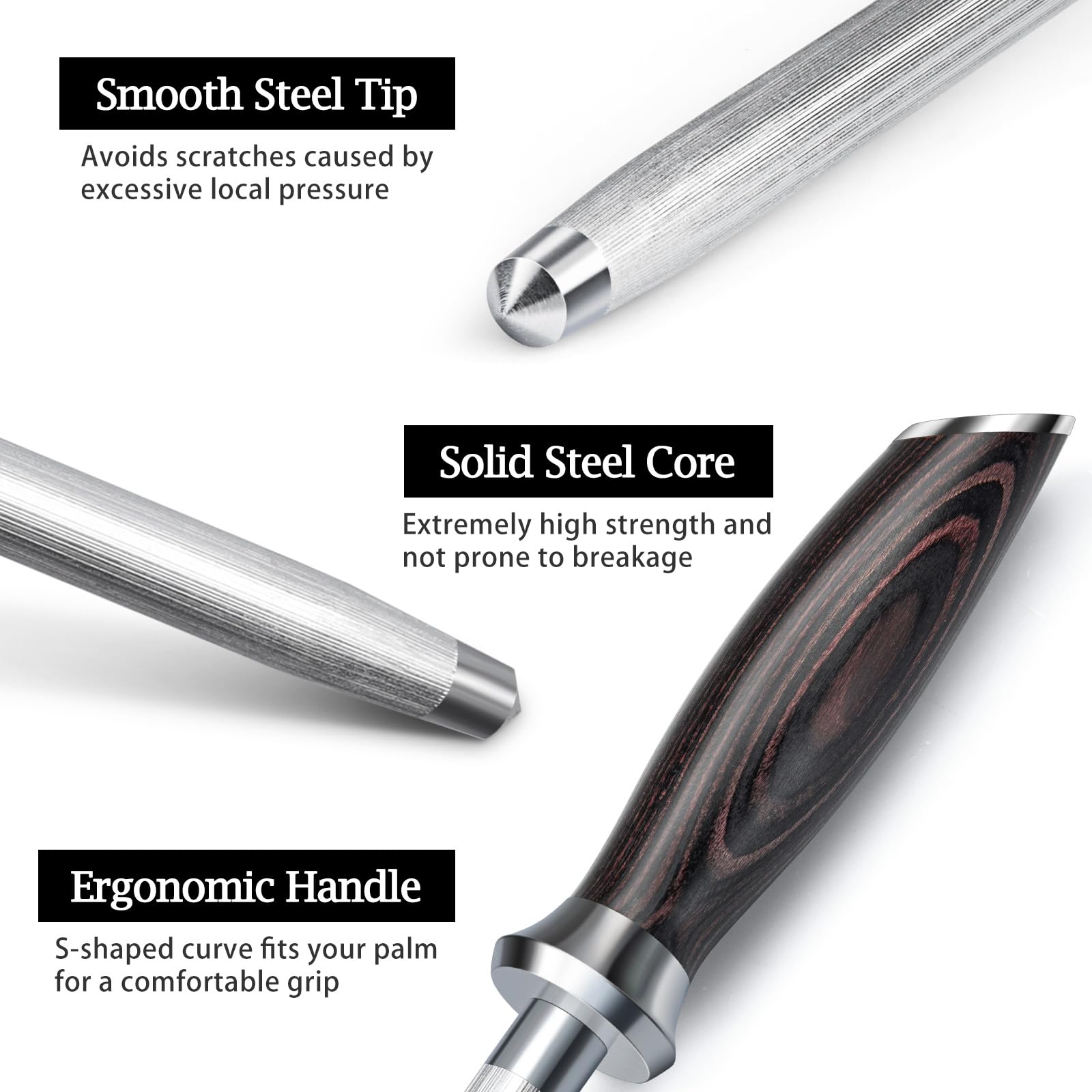 HOSHANHO pakkawood ergonomic handle provides comfortable grip and reduced fatigue