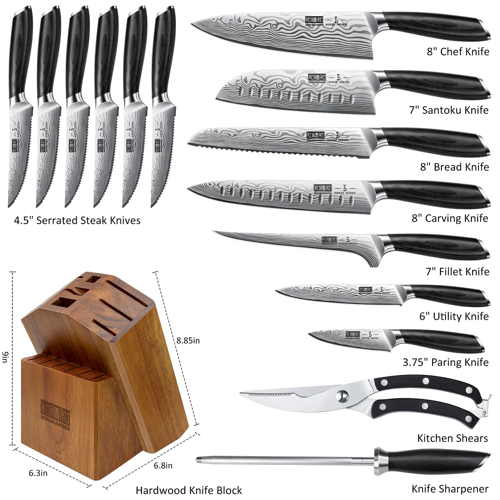HOSHANHO powder steel blades stay sharp for precise slicing and prep