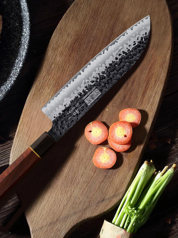 HOSHANHO Santoku knife performing fish slicing with effortless control.
