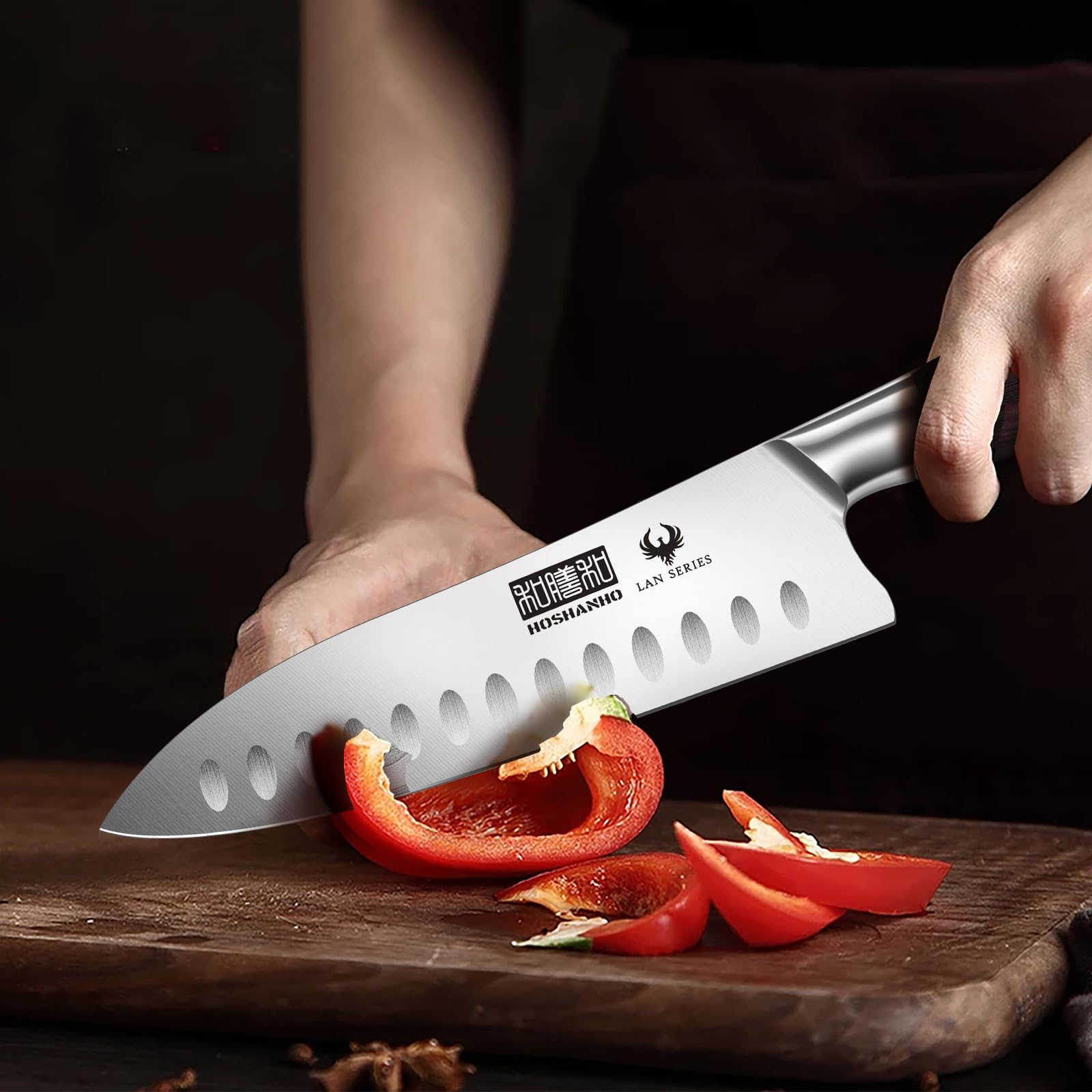 HOSHANHO Santoku knife ideal for daily kitchen tasks like chopping vegetables
