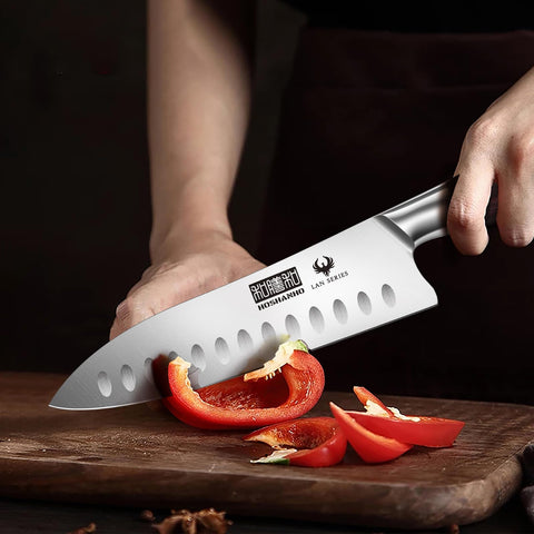 HOSHANHO Santoku knife ideal for daily kitchen tasks like chopping vegetables