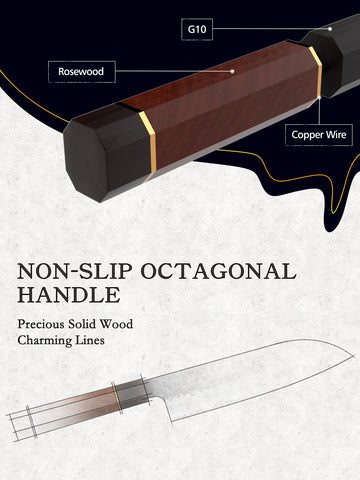 HOSHANHO Santoku knife edge closeup showing sharpness and uniform bevel.