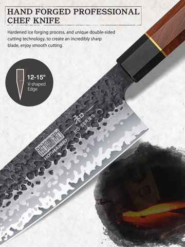 HOSHANHO santoku knife with lightweight palm-friendly grip for easy dicing