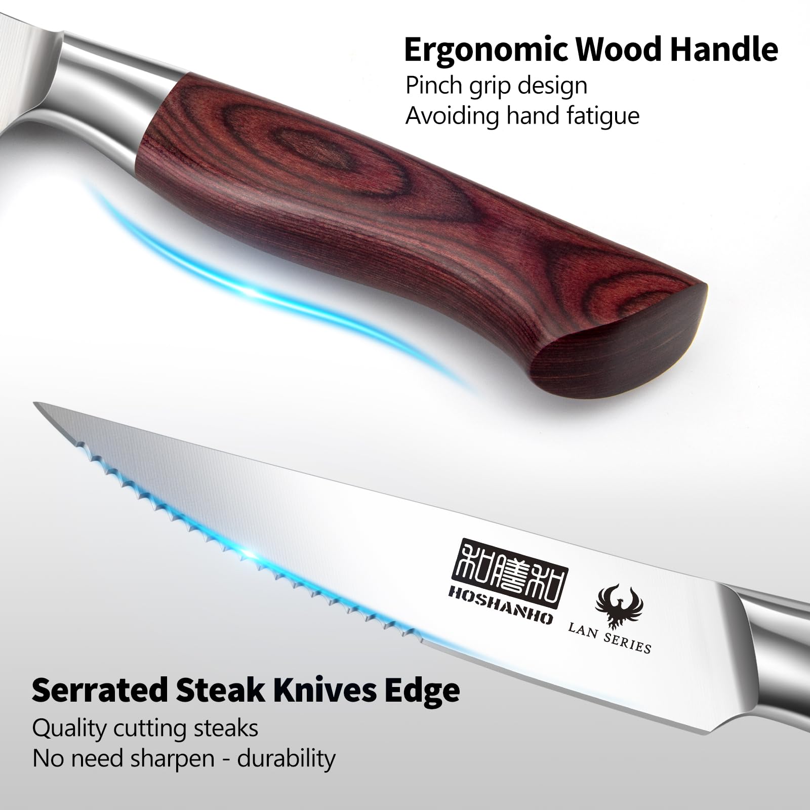 HOSHANHO serrated edge enables smooth cuts through various foods.