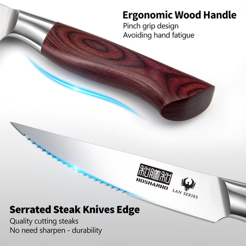 HOSHANHO serrated edge enables smooth cuts through various foods.