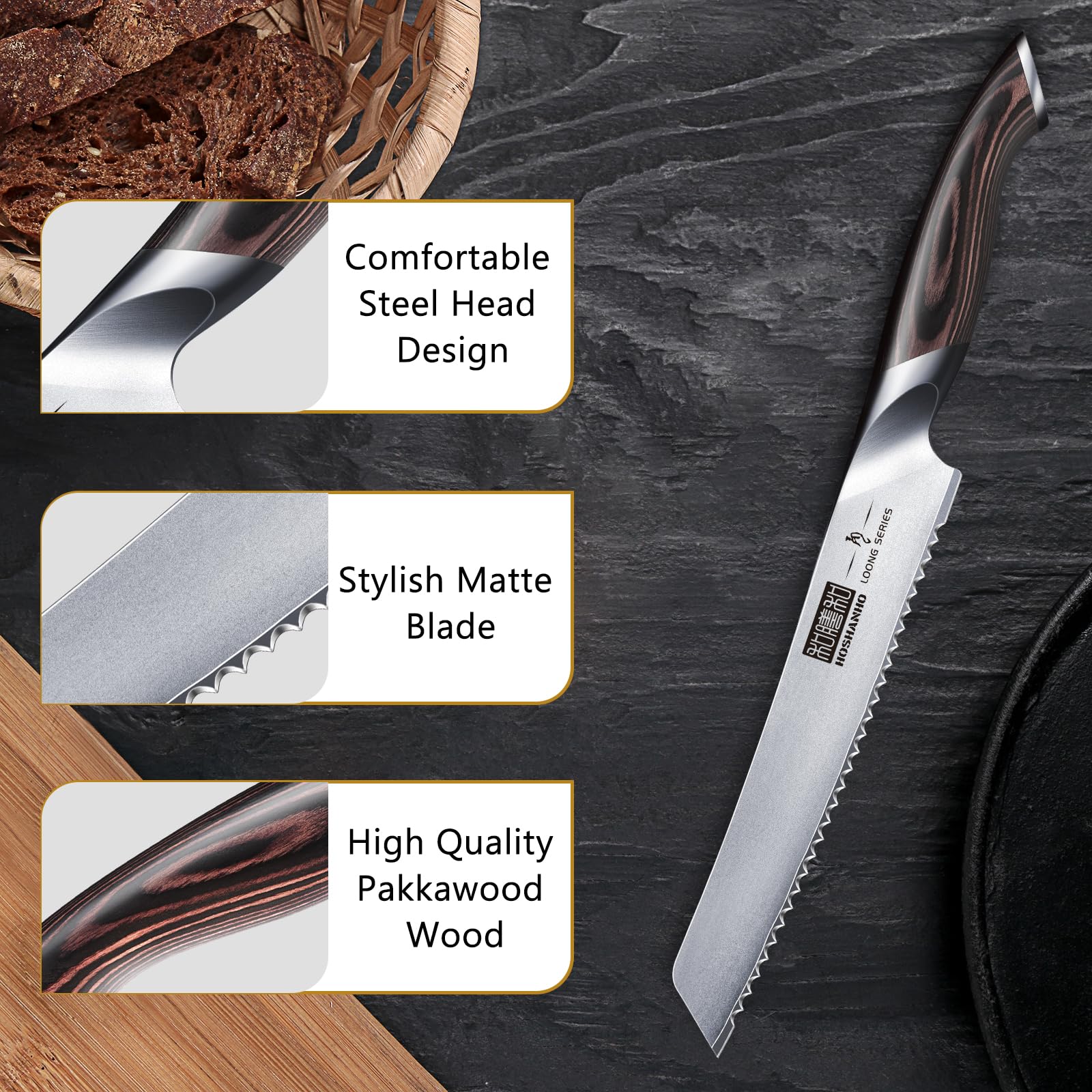 HOSHANHO serrated edge cuts crusts cleanly without tearing