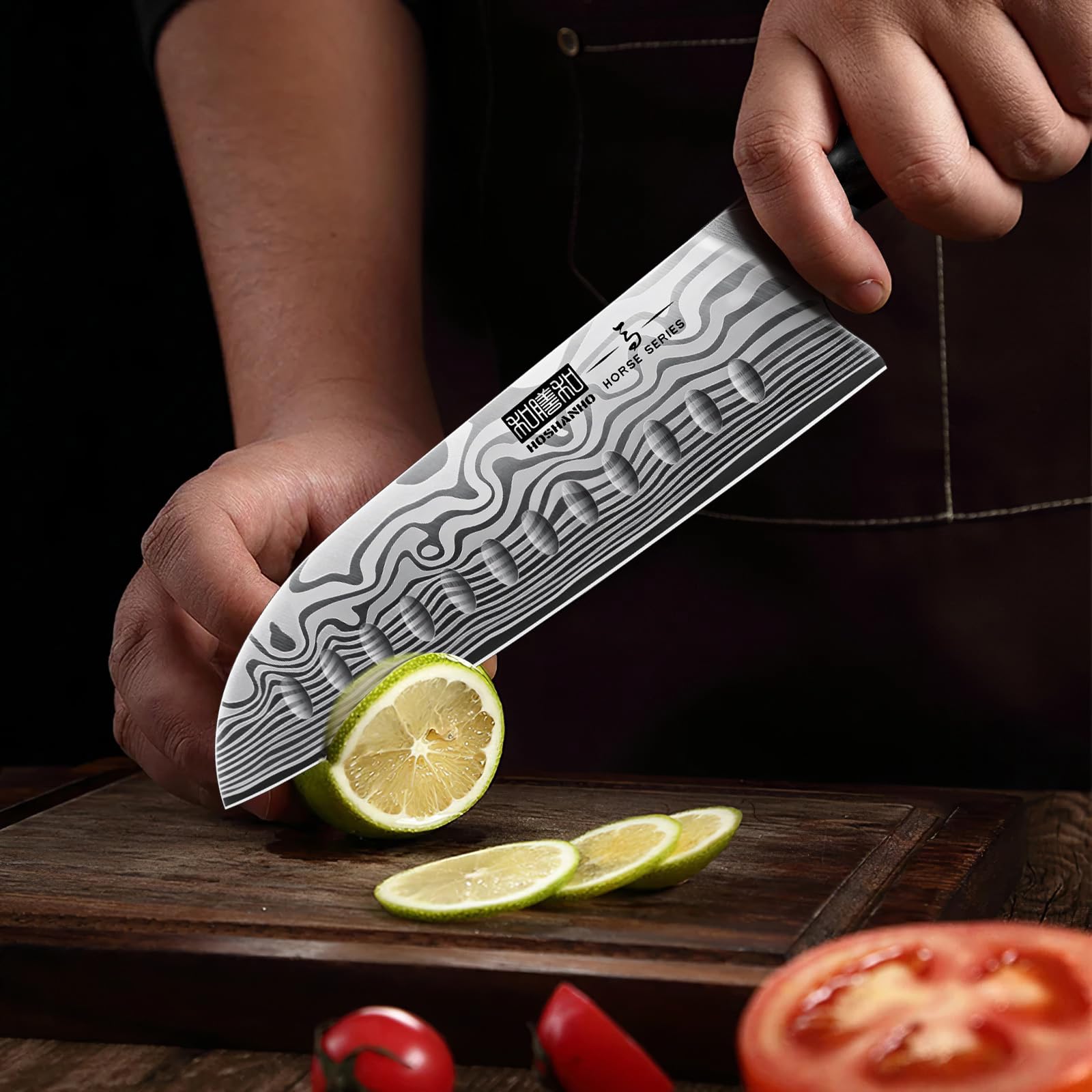 HOSHANHO solid wood block stores knives neatly and saves counter space.