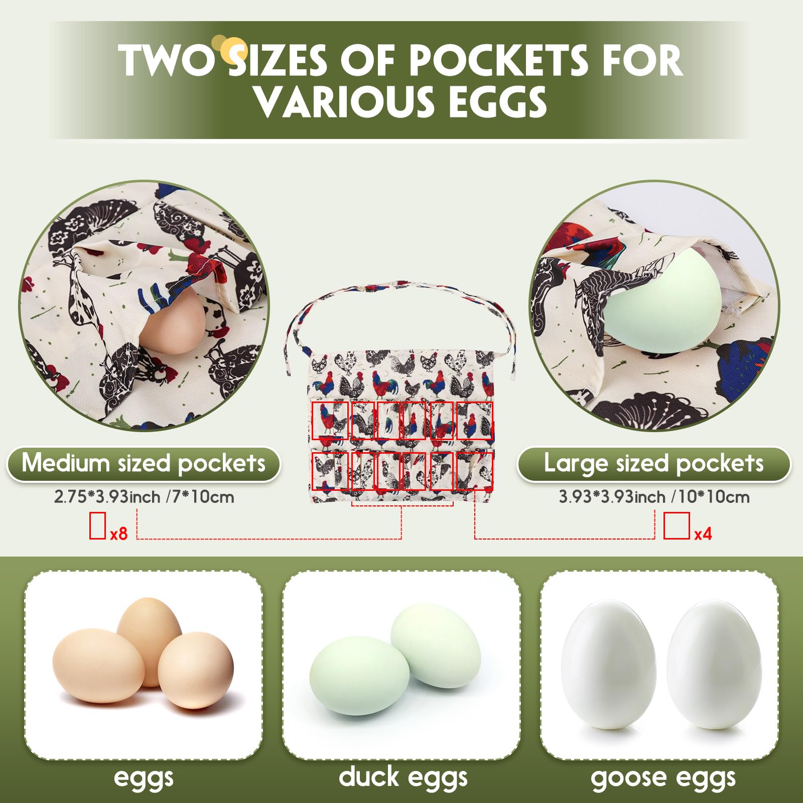 Hossmily folded-pocket design eases egg insertion and prevents eggs from slipping out.