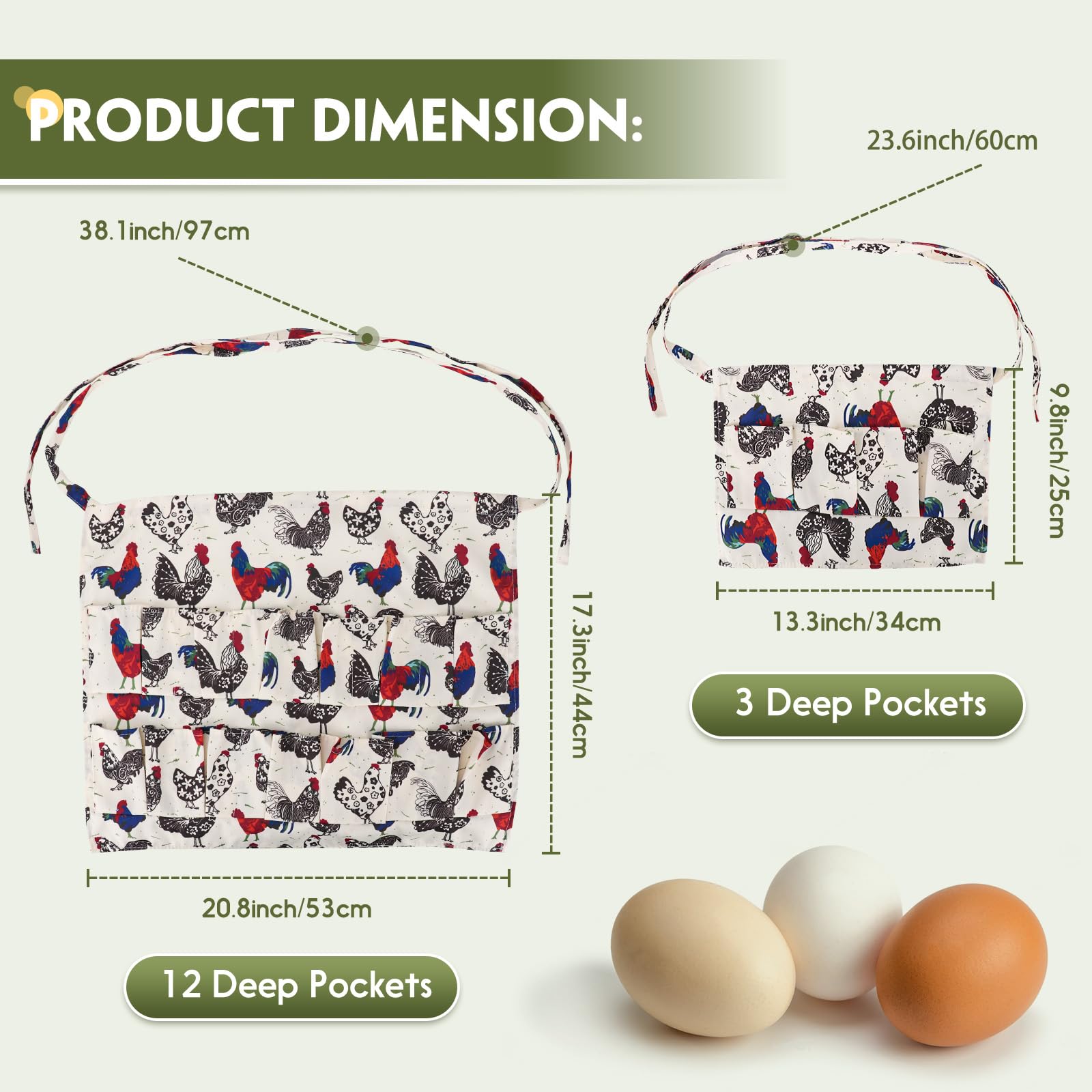 Hossmily premium canvas material offers soft, durable comfort for long egg collection sessions.