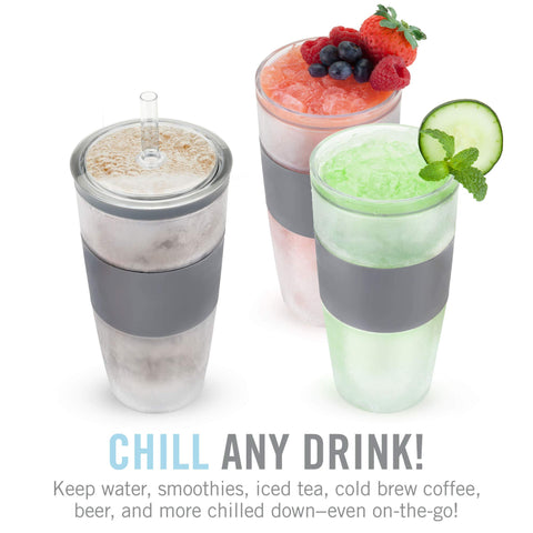 Host 16oz grey tumbler with sleek design for everyday use.