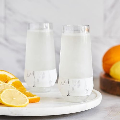 Host Champagne Freeze glasses in hand-wash care setup for lasting use.