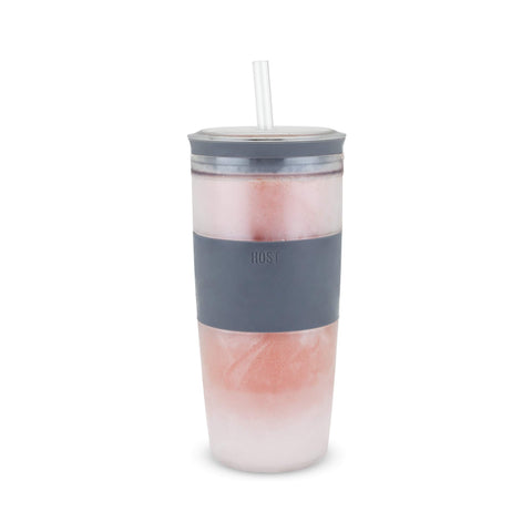 Host freezable tumbler with cooling gel keeps beverages frosty on the go.