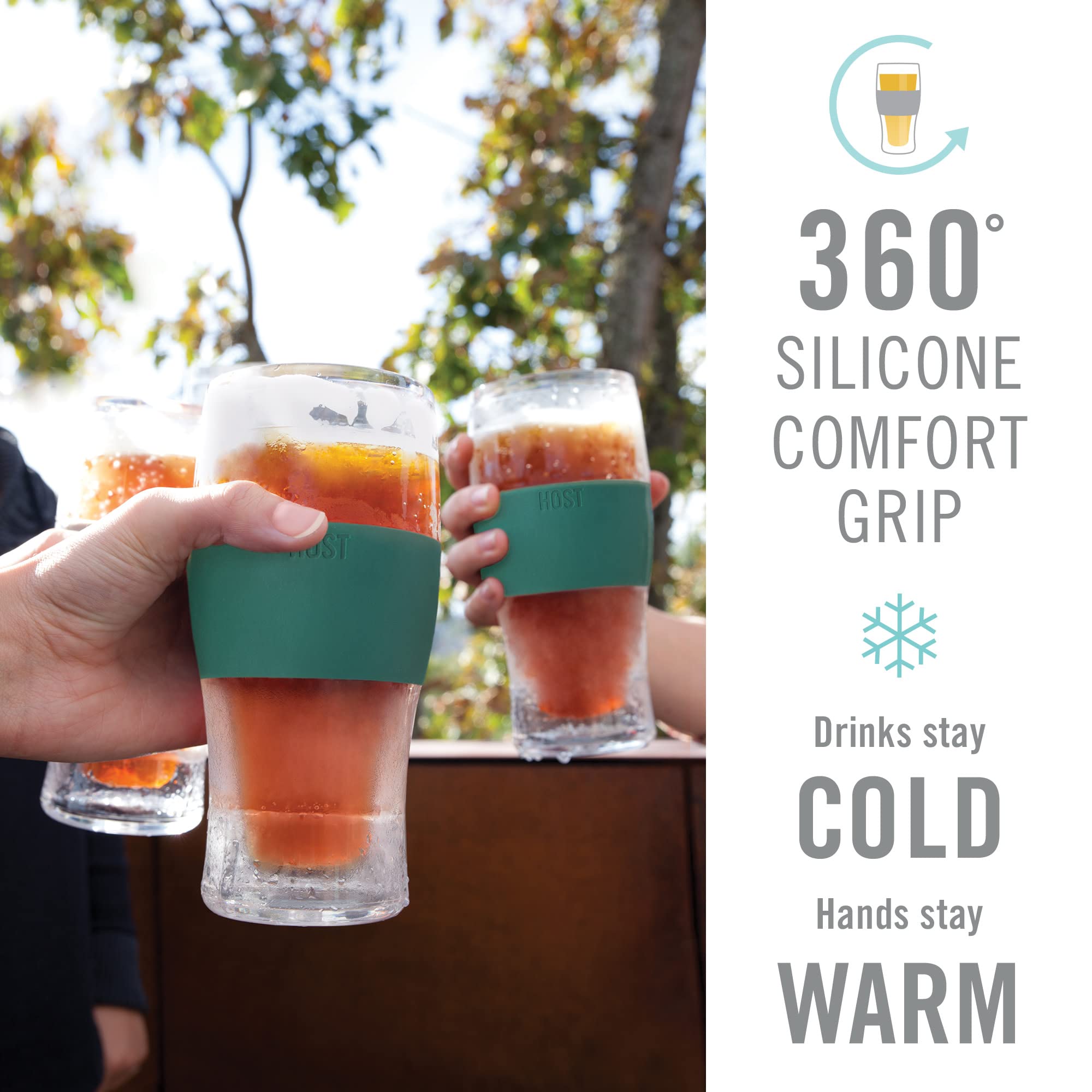 Host Freeze comfort-grip silicone base enables easy handling outdoors.
