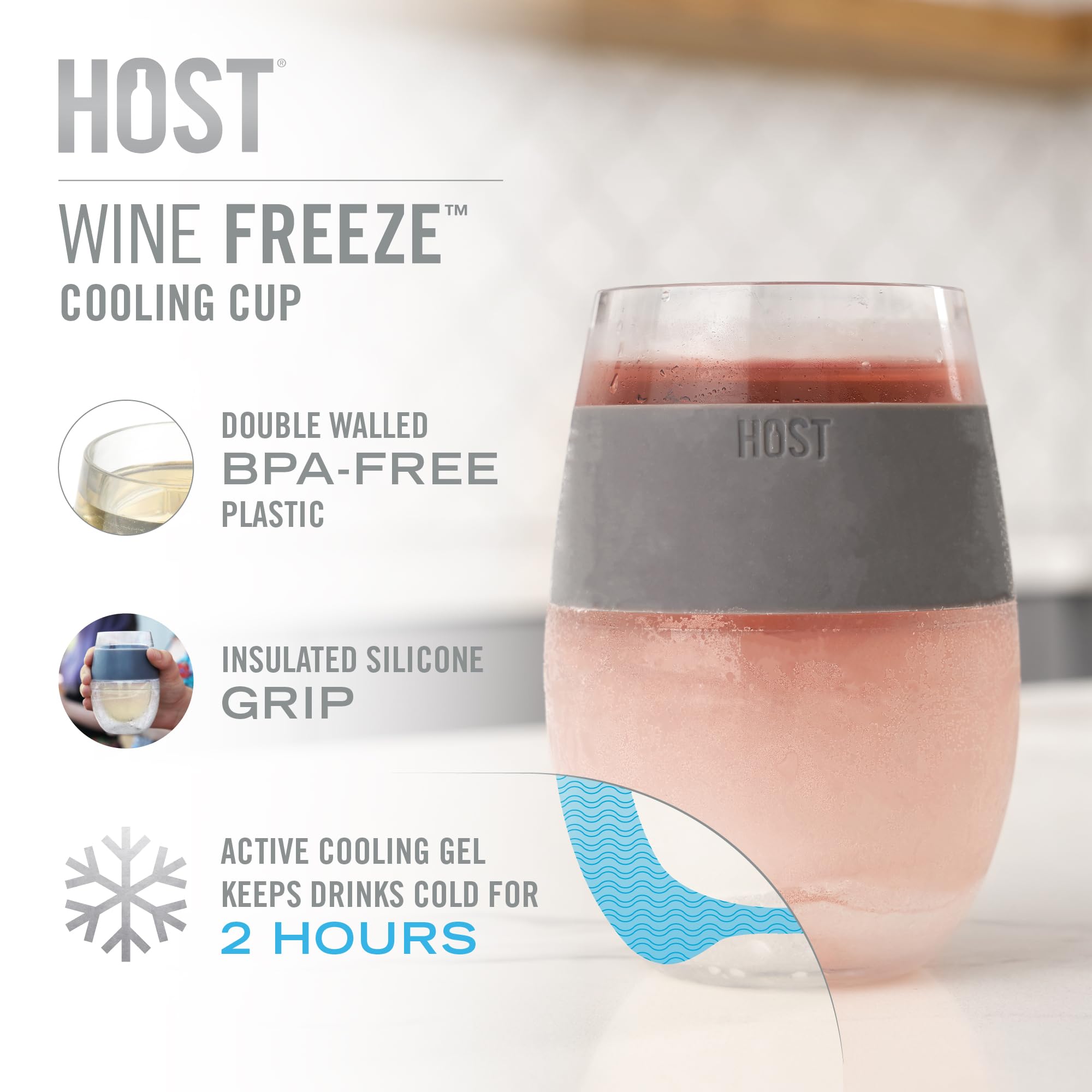 Host Wine Freeze cup in freezer with gel ready to chill wines.
