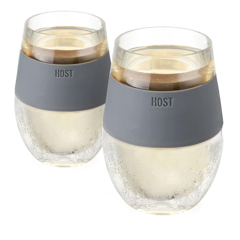 Host Wine Freeze Cup set of 2 shows a stemless silhouette for elegant serving and cooling