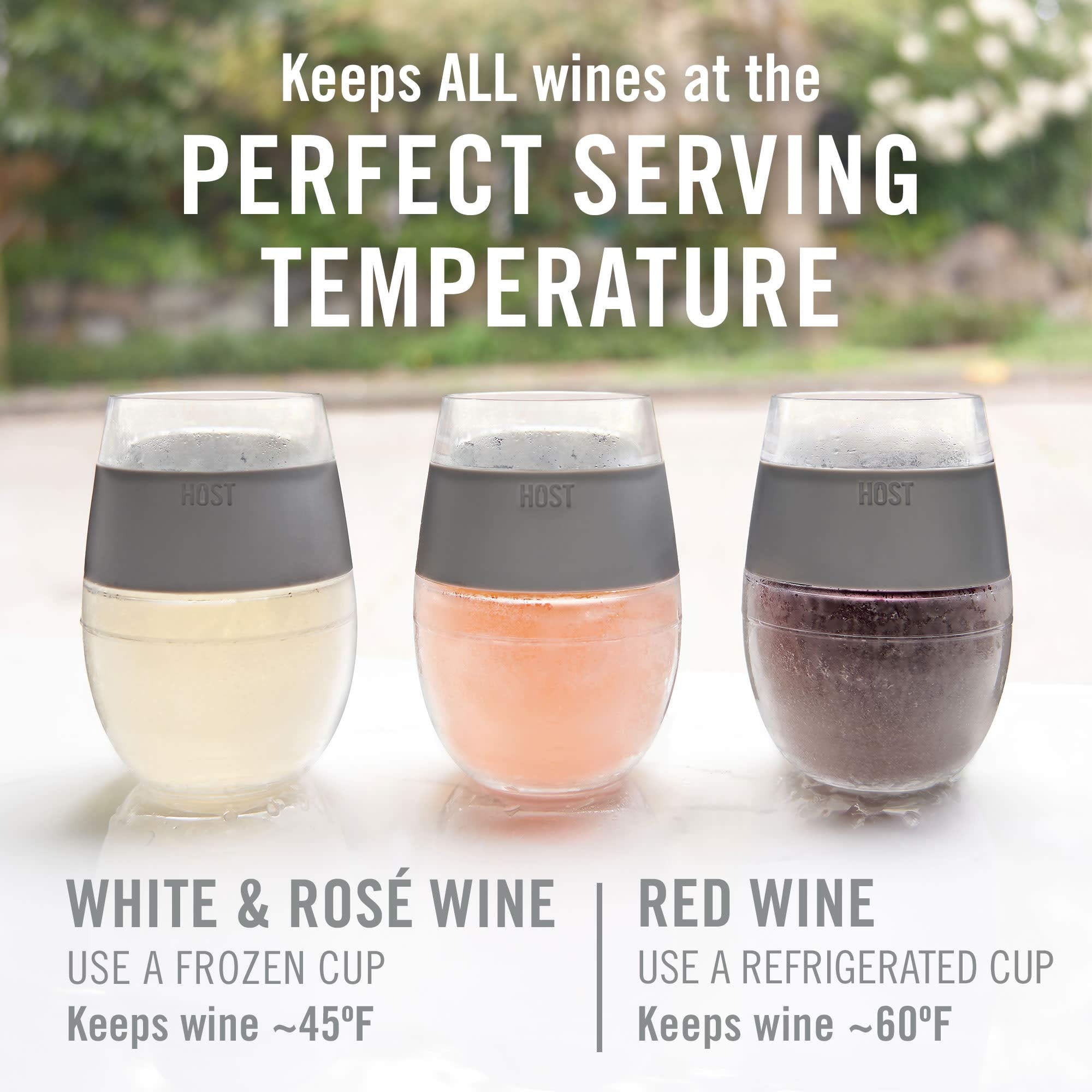 Host Wine Freeze cups with silicone grip for comfortable handling
