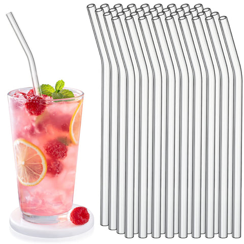 Hosuly bent glass straw 8inch for smooth sipping and leak-resistant use in hot or cold drinks