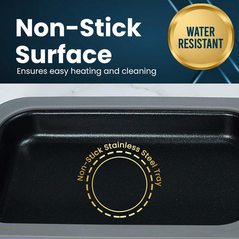 Stainless steel, non-stick tray in Hot Bento Plus for easy cleaning