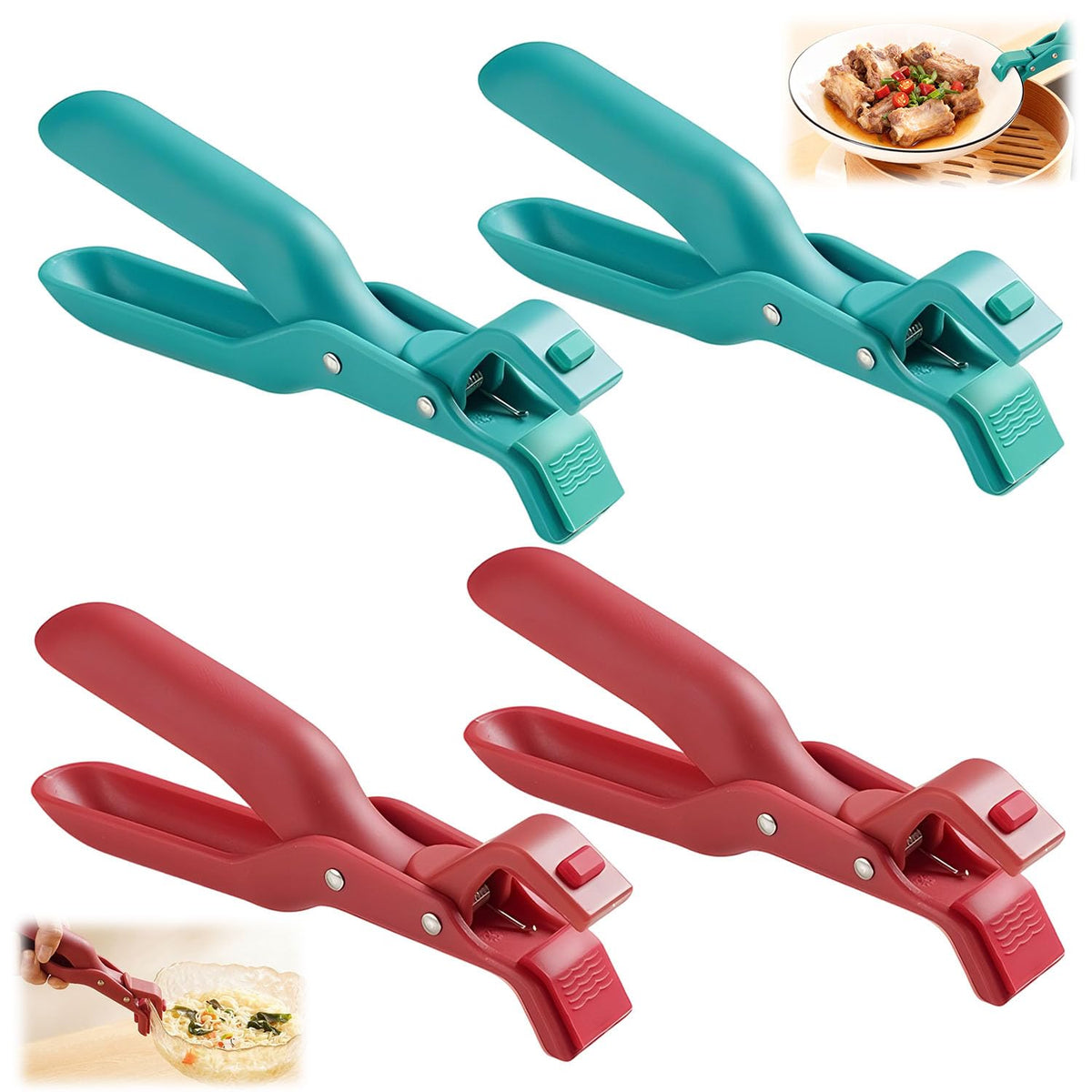 4PCS Hot Plate Gripper Tongs bowl clip for secure bowls handling