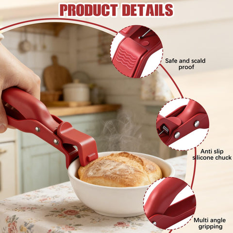 4PCS Hot Plate Gripper Tongs multi-purpose clip fits bowls, pans, plates