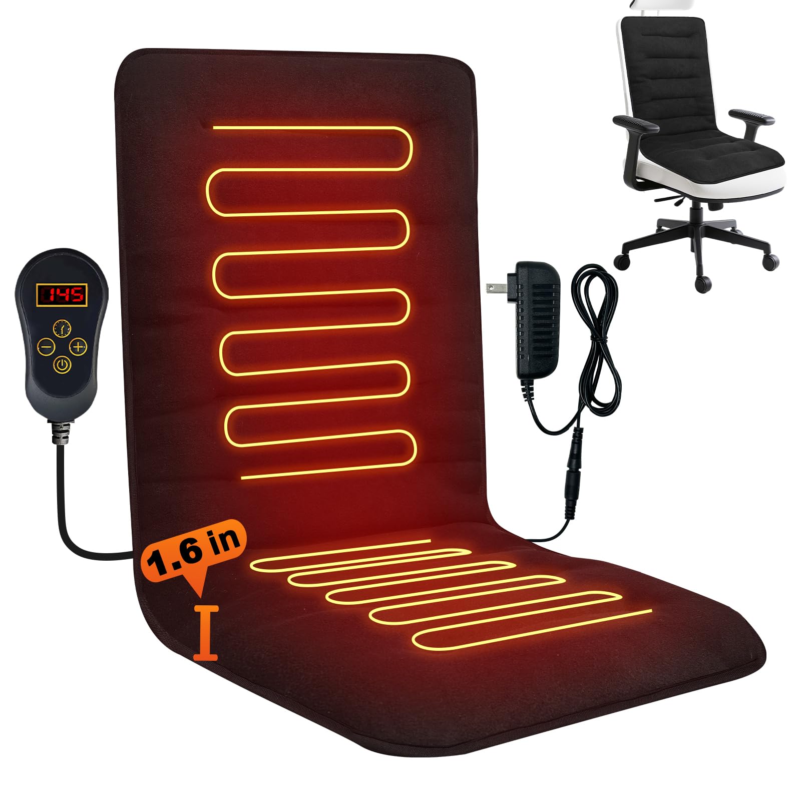 HotCalyto heated seat cushion closeup highlights plush fleece and memory foam comfort.