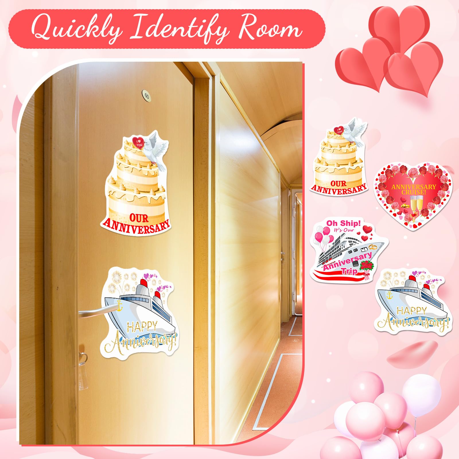 Hoteam anniversary cruise magnet in bright colors to brighten any cabin door.