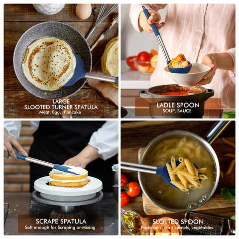 Diverse HOTEC 14-piece set, including whisk and spatulas for versatile cooking.