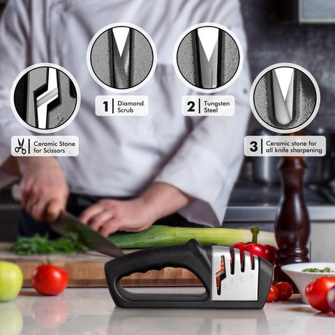 HOTEC 4in1 sharpener stage three diamond rods micro-hone edges for lasting sharpness.