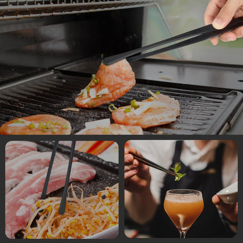 HOTEC BBQ tweezers provide extra reach to stay safe from heat.