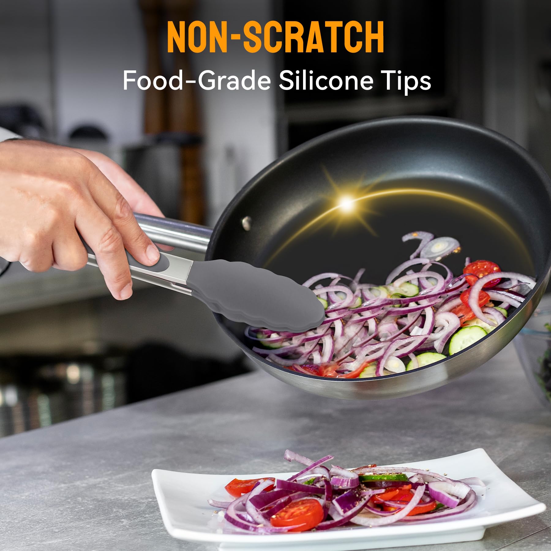 Hotec dishwasher-safe tongs for quick cleanup after cooking.