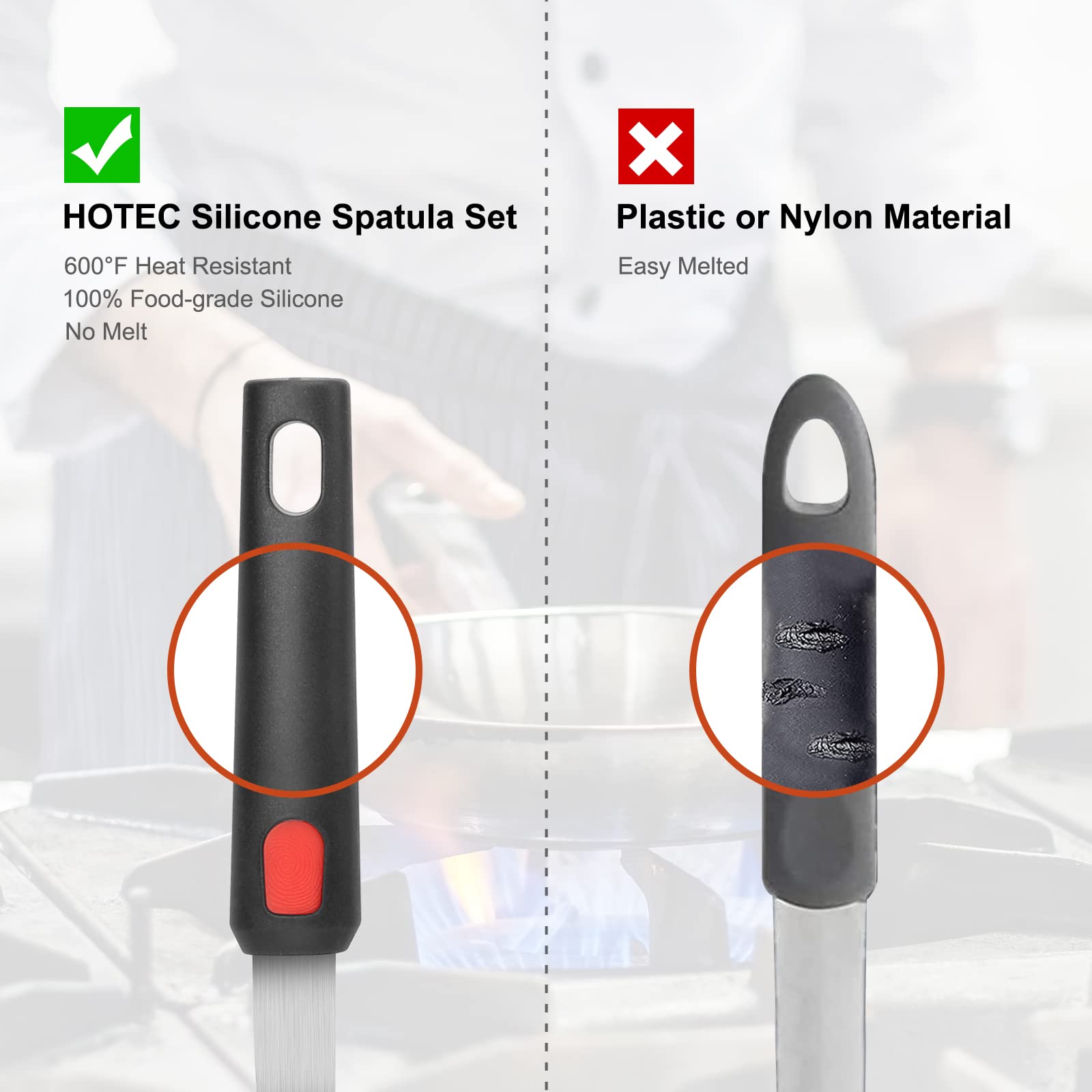 Hotec beveled-edge spatula slides easily beneath food for lifting