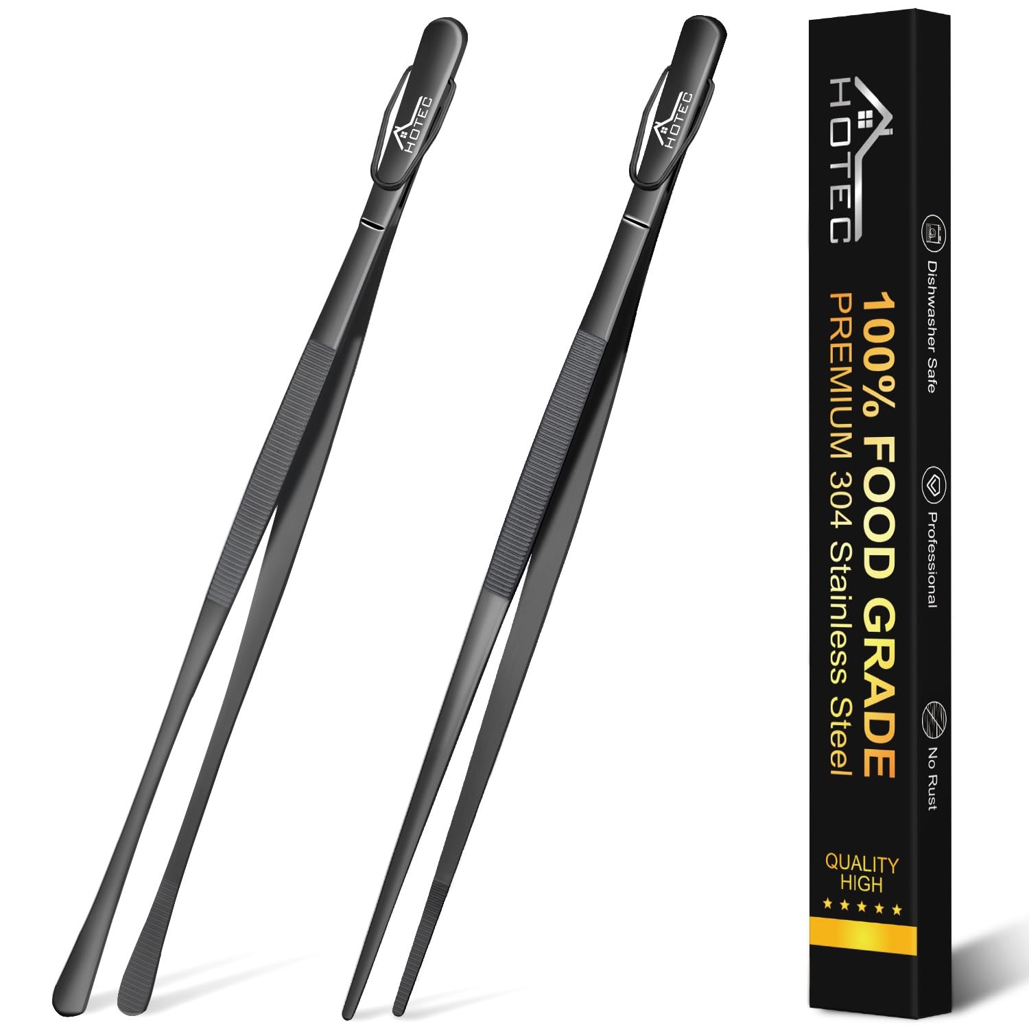 HOTEC kitchen tweezers with pointed-tip for precise handling of delicate foods.